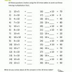 Printable Math Sheets Multiplication With Missing Variables   Free Printable Math Worksheets Multiplication Facts