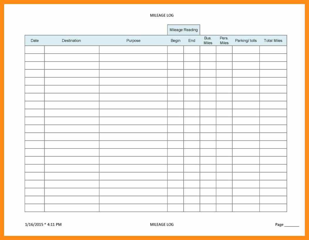 Printable Mileage Log Template | Memo Example - Free Printable Mileage Log