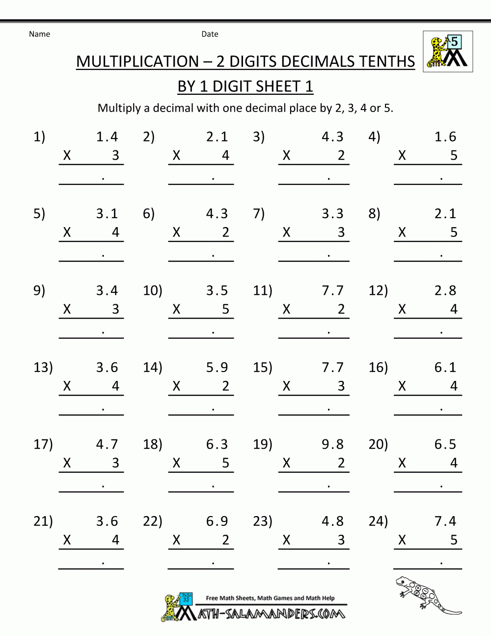 Printable Multiplication Sheets 5Th Grade - Free Printable Multiplication Worksheets