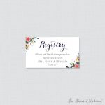 Printable Or Printed Wedding Registry Cards Floral Wedding | Etsy   Free Printable Registry Cards