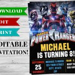 Printable Power Rangers Invitation Pdf   Printable Birthday Party   Free Printable Power Ranger Birthday Invitations