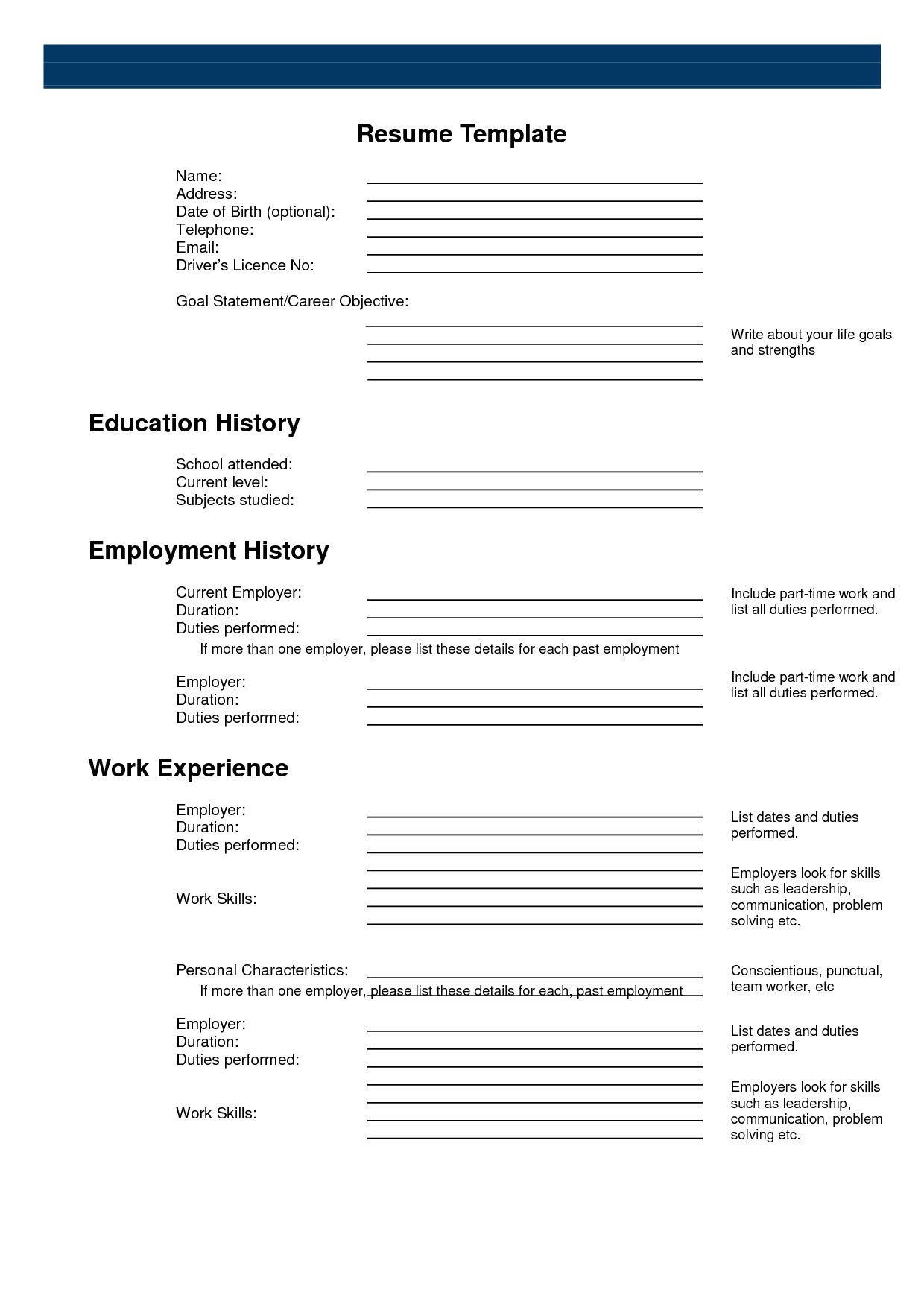 Printable Resume Form Surprising Inspiration Templates 2 Sample - Free Printable Resume Templates