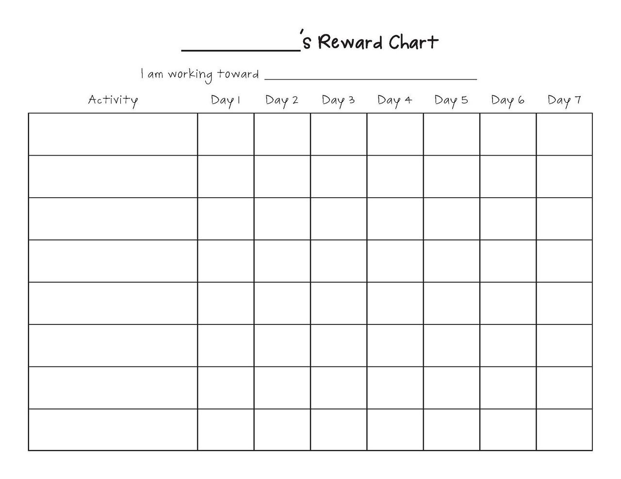 Printable Reward Chart Template | Printable Reward Charts Template - Free Printable Reward Charts