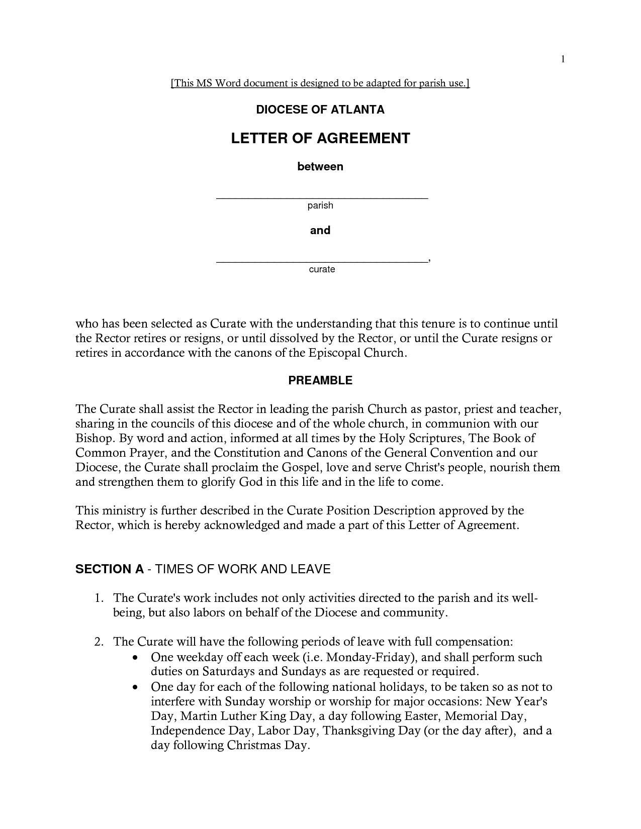 Printable Sample Letter Of Agreement Form | Laywers Template Forms - Online Letter Stencils Free Printable