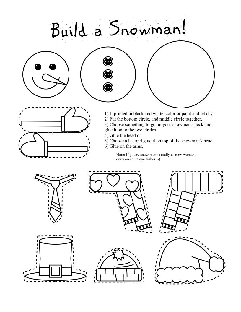 Printable Snowman Coloring Page Craft | Fun Ideas For Kids | Snowman - Free Printable Crafts