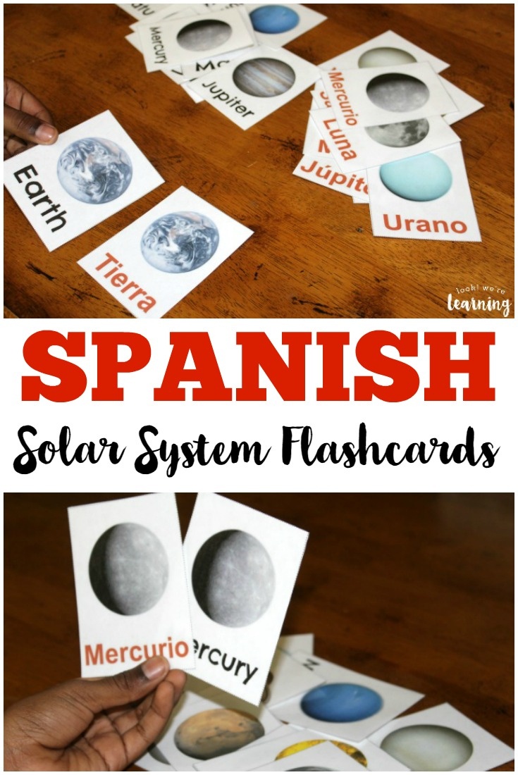 Printable Spanish Flashcards: Spanish Solar System Flashcards - Look - Free Printable Solar System Flashcards