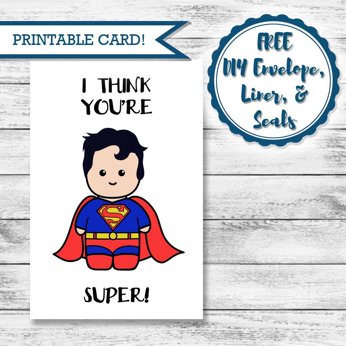 Printable Super Hero Card Superman Valentine&amp;#039;s Day | Etsy - Free Printable Superman Valentine Cards