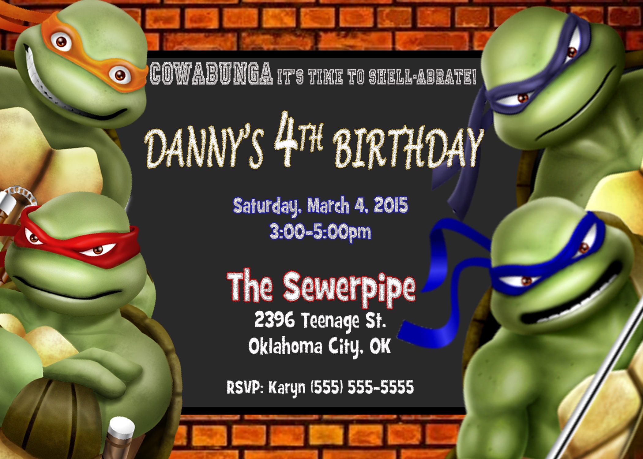 Printable Teenage Mutant Ninja Turtles Birthday Invitations - Free Printable Ninja Turtle Birthday Invitations