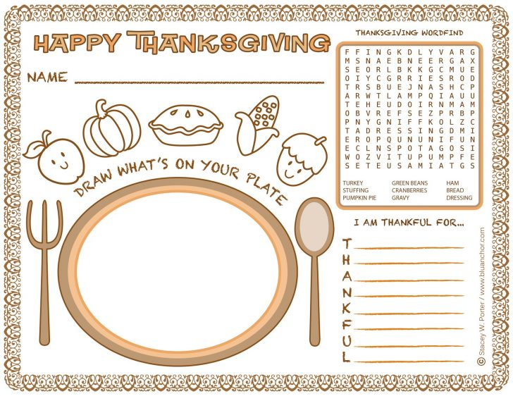 Free Printable Thanksgiving Coloring Placemats