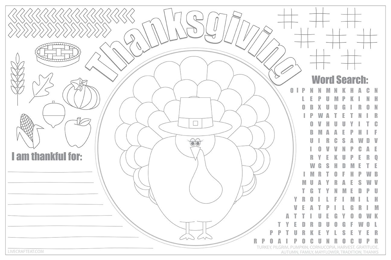 Printable Thanksgiving Placemats For Kids - Free | Fine Motor - Free Printable Thanksgiving Coloring Placemats