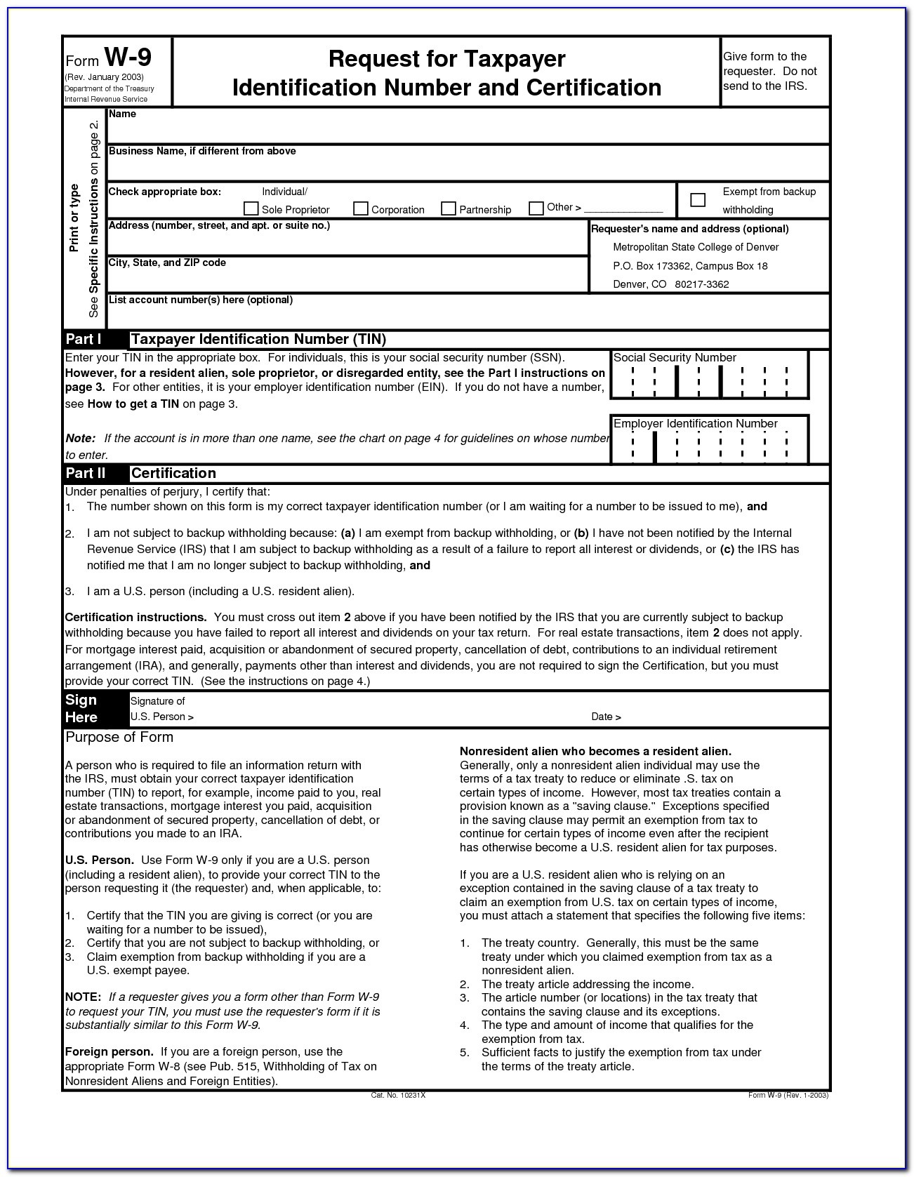 W9 Free Printable Form 2016 Free Printable A to Z