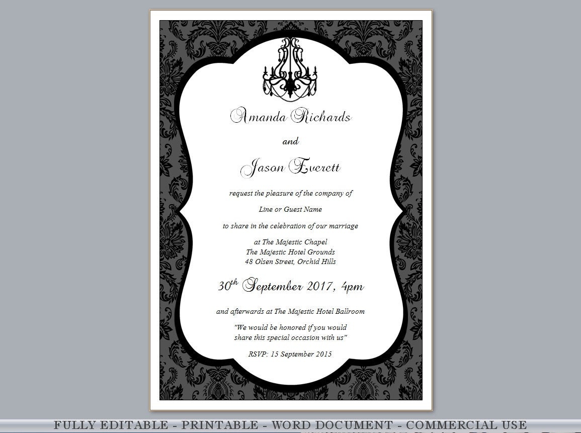 Printable Wedding Invite Diy Engagement Invitations Chandelier | Etsy - Free Printable Chandelier Template