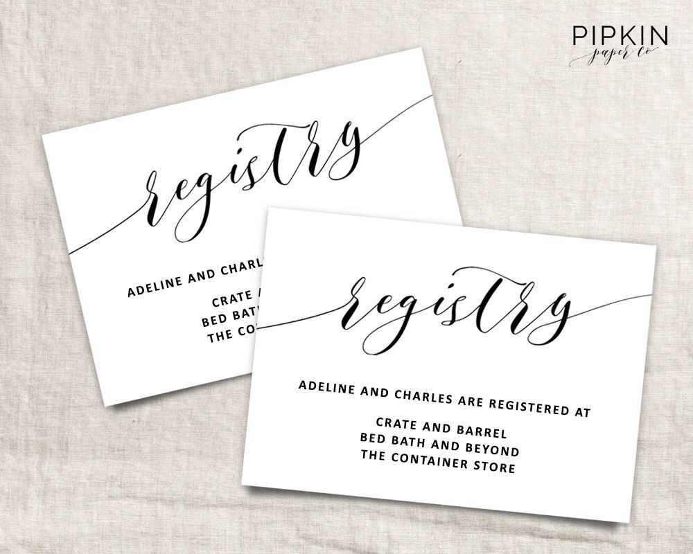 Printable Wedding Registry Card | Wedding Info Card Template - Free Printable Wedding Inserts