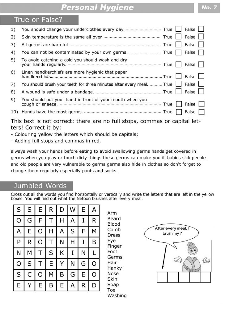 Free Printable Health Worksheets For Middle School