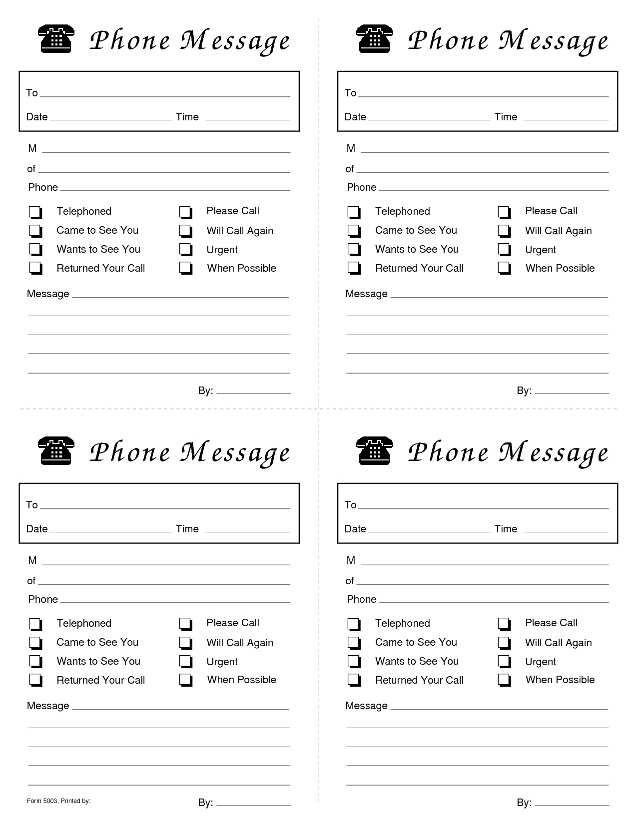 Free Printable Phone Message Template Free Printable A To Z