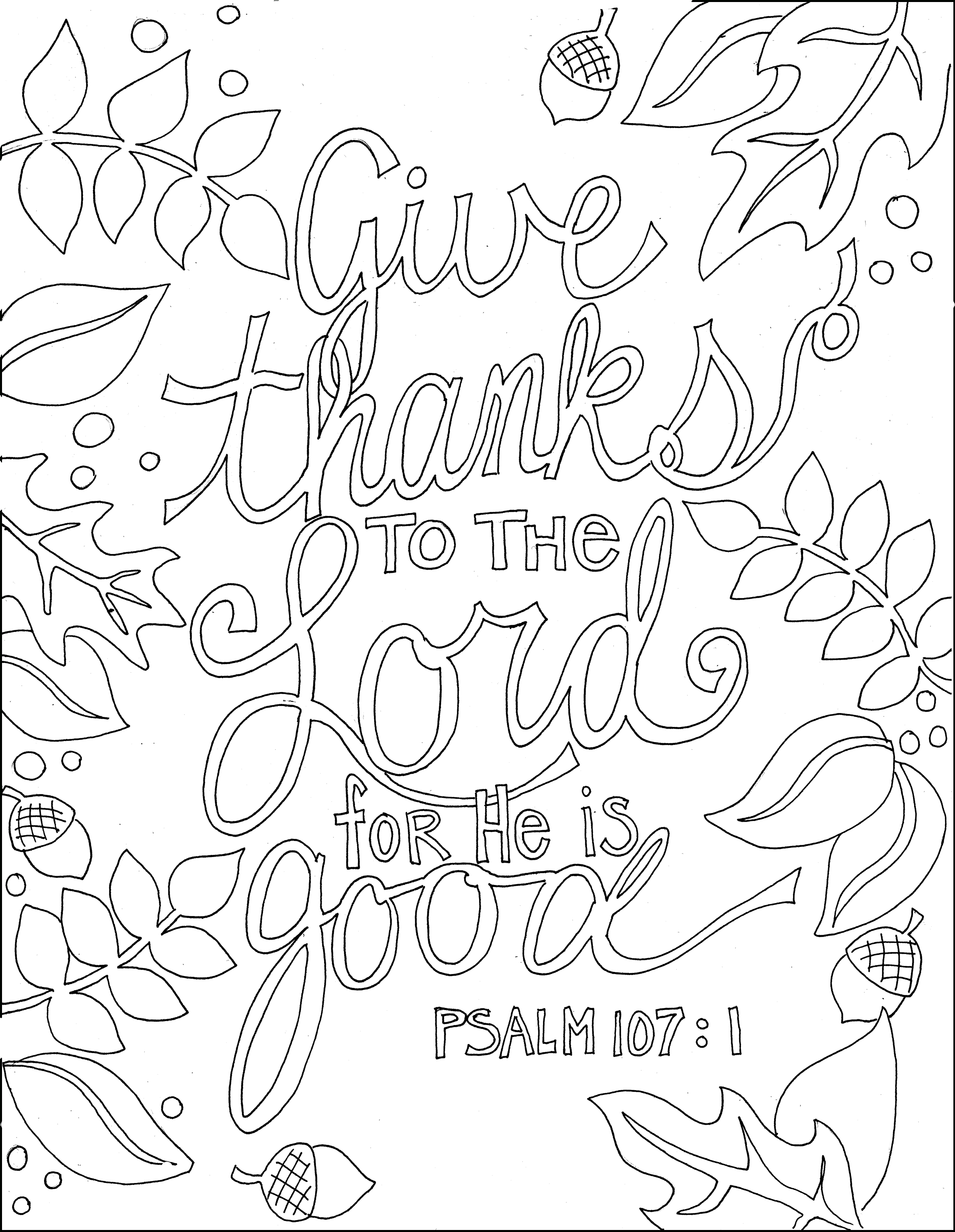 Ps 107.1 | Crafts, Arts | Printable Bible Verses, Bible Verse - Free Printable Bible Coloring Pages With Scriptures