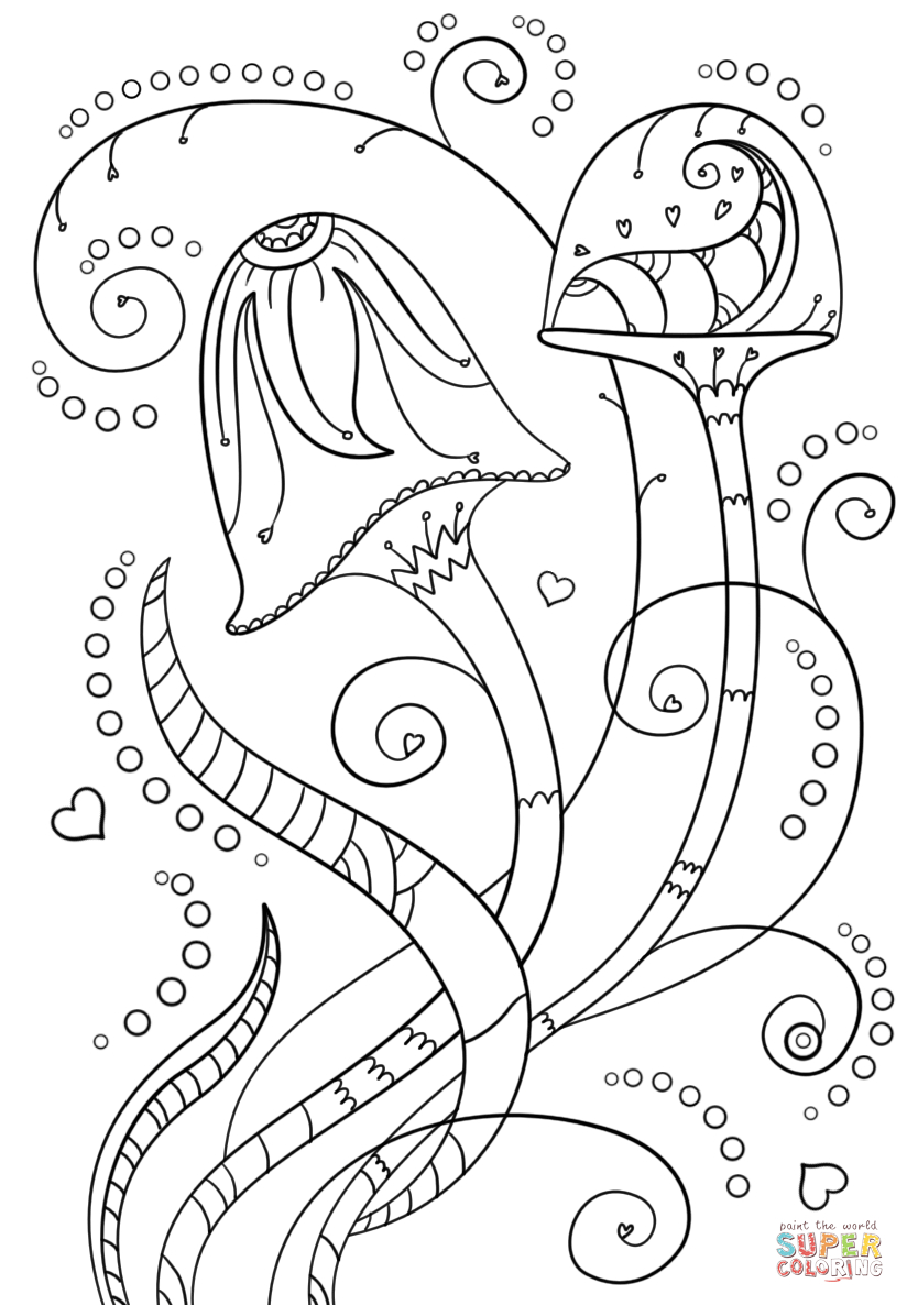 Psychedelic Mushrooms Coloring Page | Free Printable Coloring Pages - Free Printable Mushroom Coloring Pages