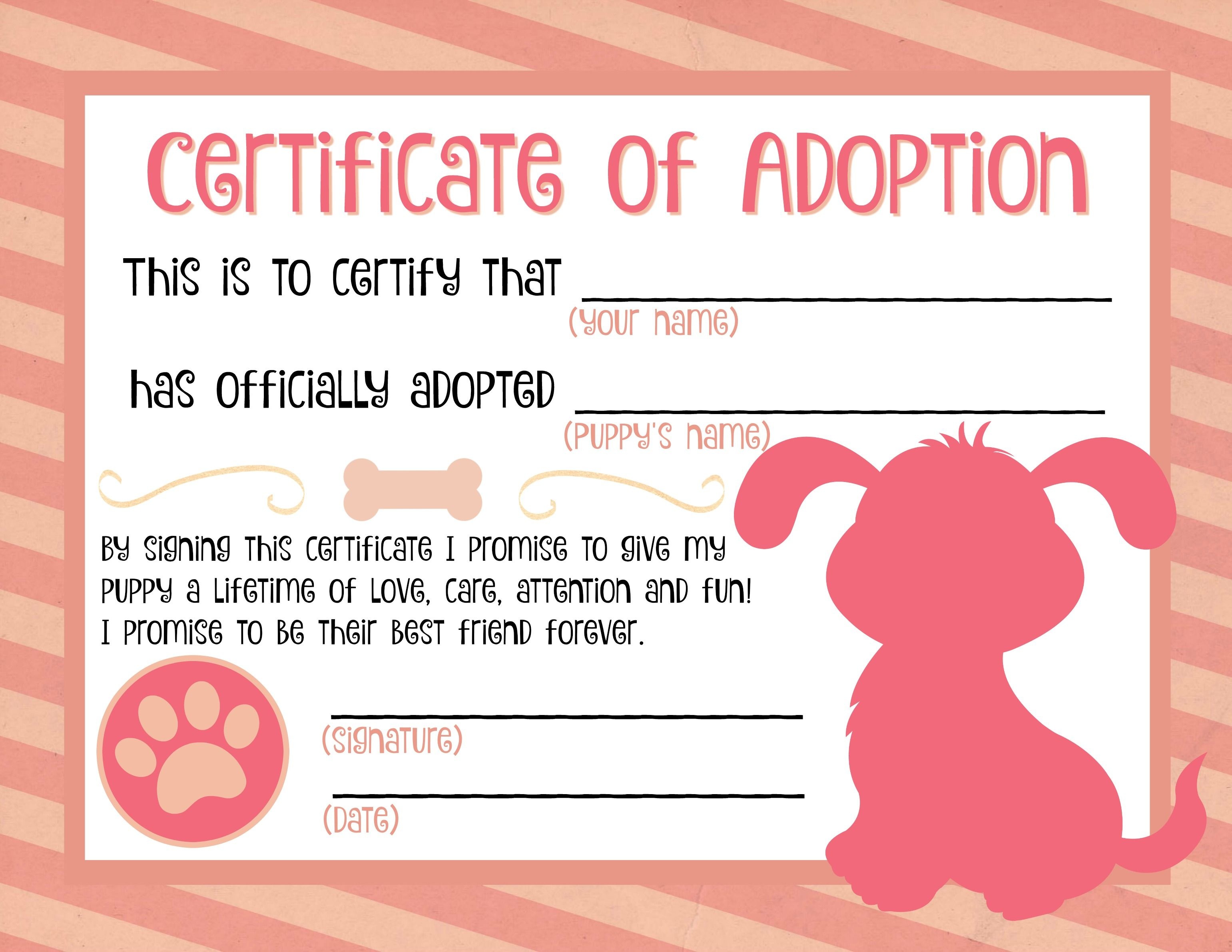 Puppy Adoption Certificate … | Party Ideas In 2019… - Free Printable Stuffed Animal Adoption Certificate