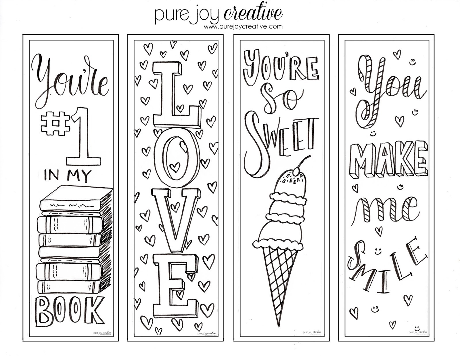 Pure Joy Creative: Free Printable Valentines Day Cards And Bookmarks - Free Printable Valentine Bookmarks