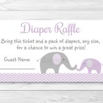 Purple Chevron Elephant Printable Baby Shower Diaper Raffle Tickets   Free Printable Diaper Raffle Tickets Elephant