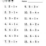 Quiz Subtraction Worksheet   Free Kindergarten Math Worksheet For   Free Printable Math Worksheets For Kids