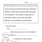 Reading Comprehension Practice Worksheet Printable | Joys Of   Free Printable Literacy Worksheets For Adults