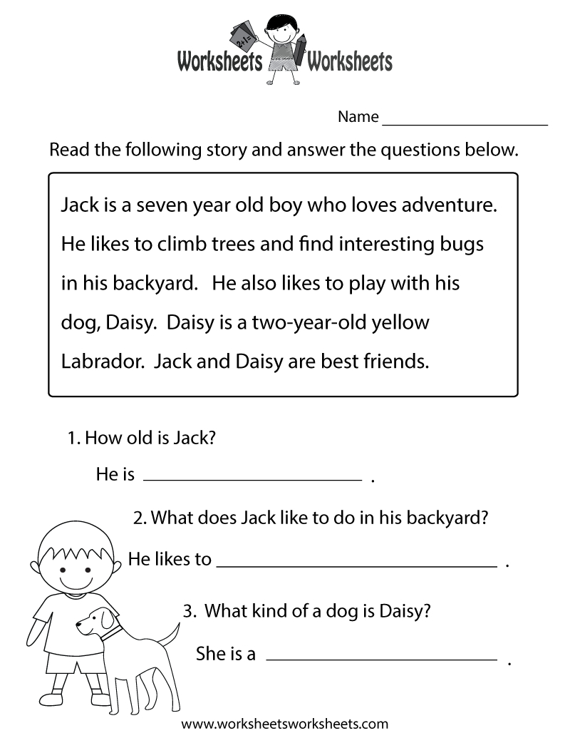 Reading Comprehension Practice Worksheet Printable | Joys Of - Free Printable Reading Activities For Kindergarten