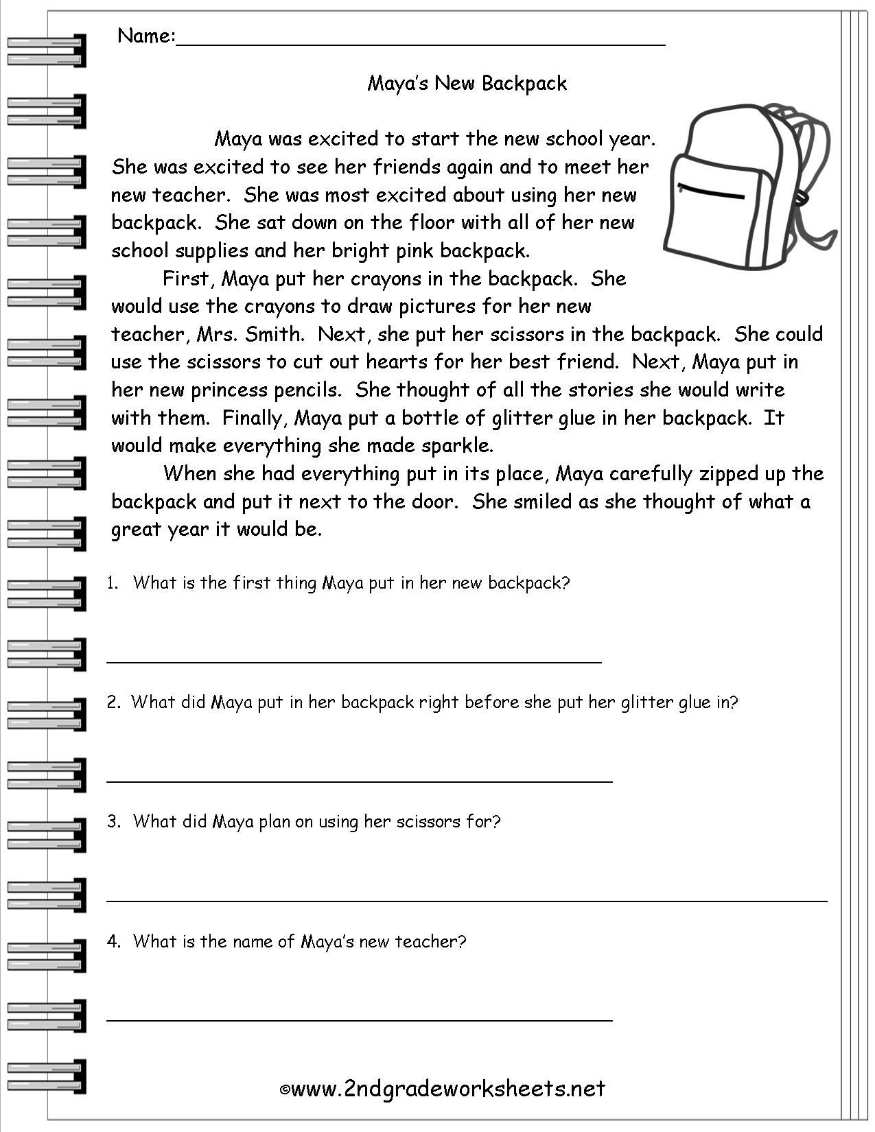 Reading Worksheeets Free Printable Short Stories For 2Nd Graders 