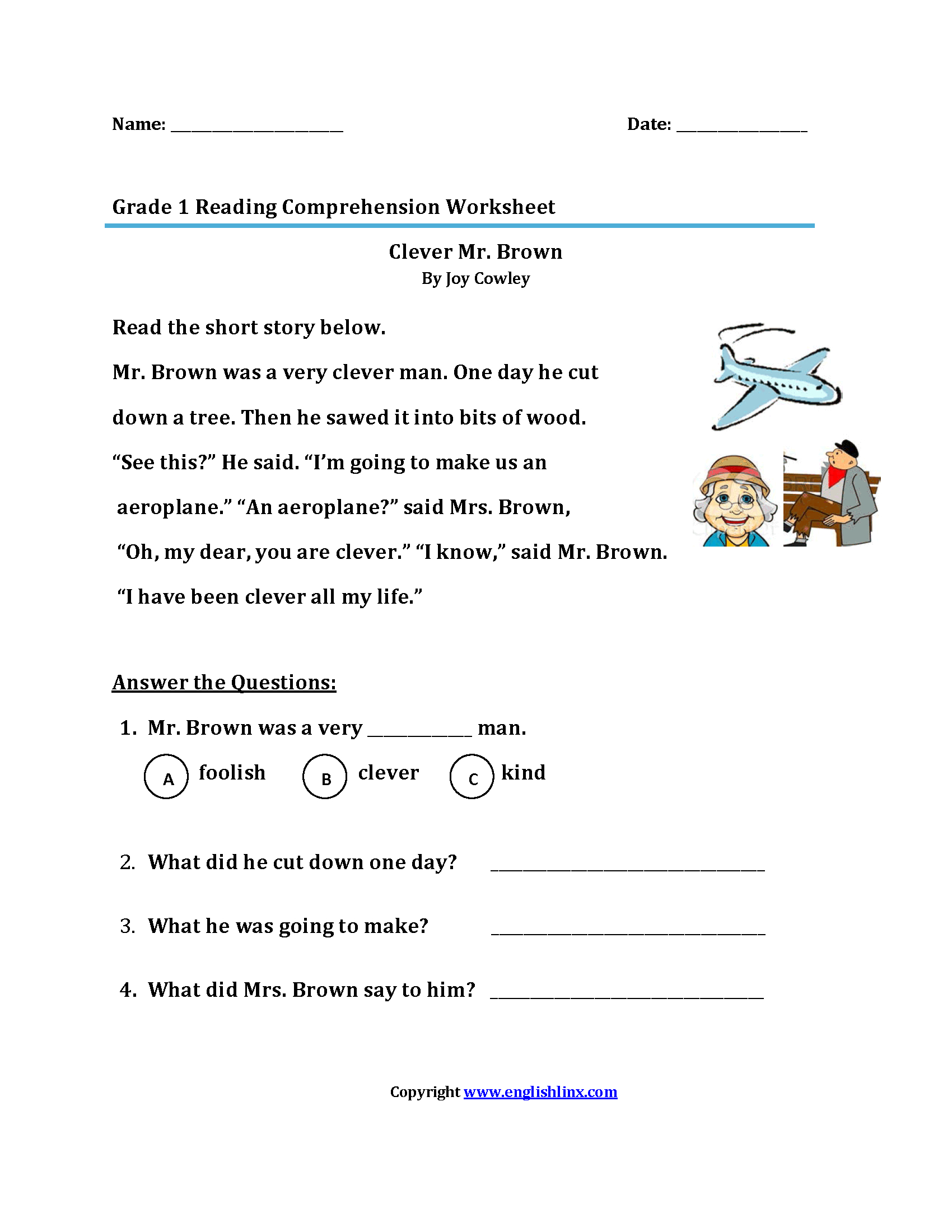 Reading Worksheets | First Grade Reading Worksheets - Free Printable Reading Level Assessment Test