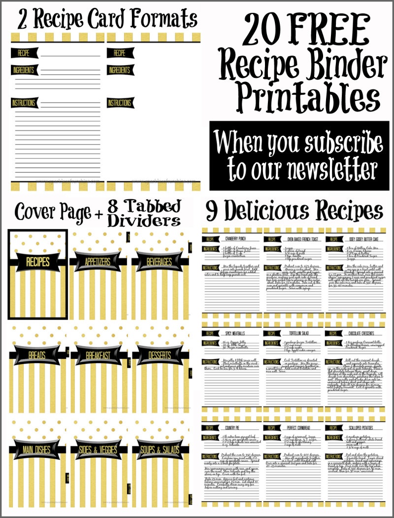 Recipe Binder Organization With Free Printables - Sparkles Of Sunshine - Free Printable Tabs For Binders