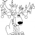 Reindeer Coloring Pages   Christmas Lights On Reindeer Antlers   Free Printable Christmas Lights Coloring Pages