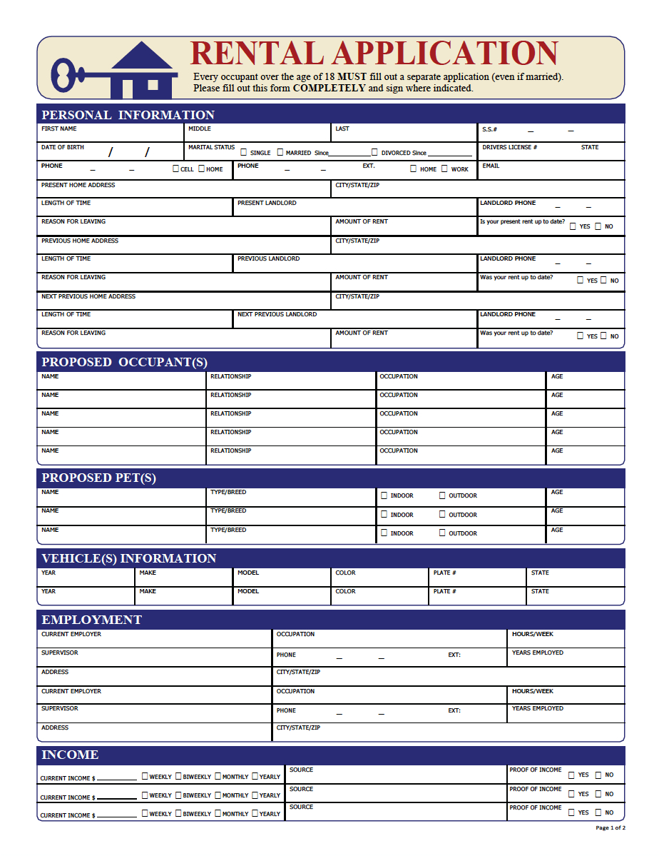 Rental Application Pdf | Property Management Forms In 2019 | Being A - Free Printable House Rental Application Form