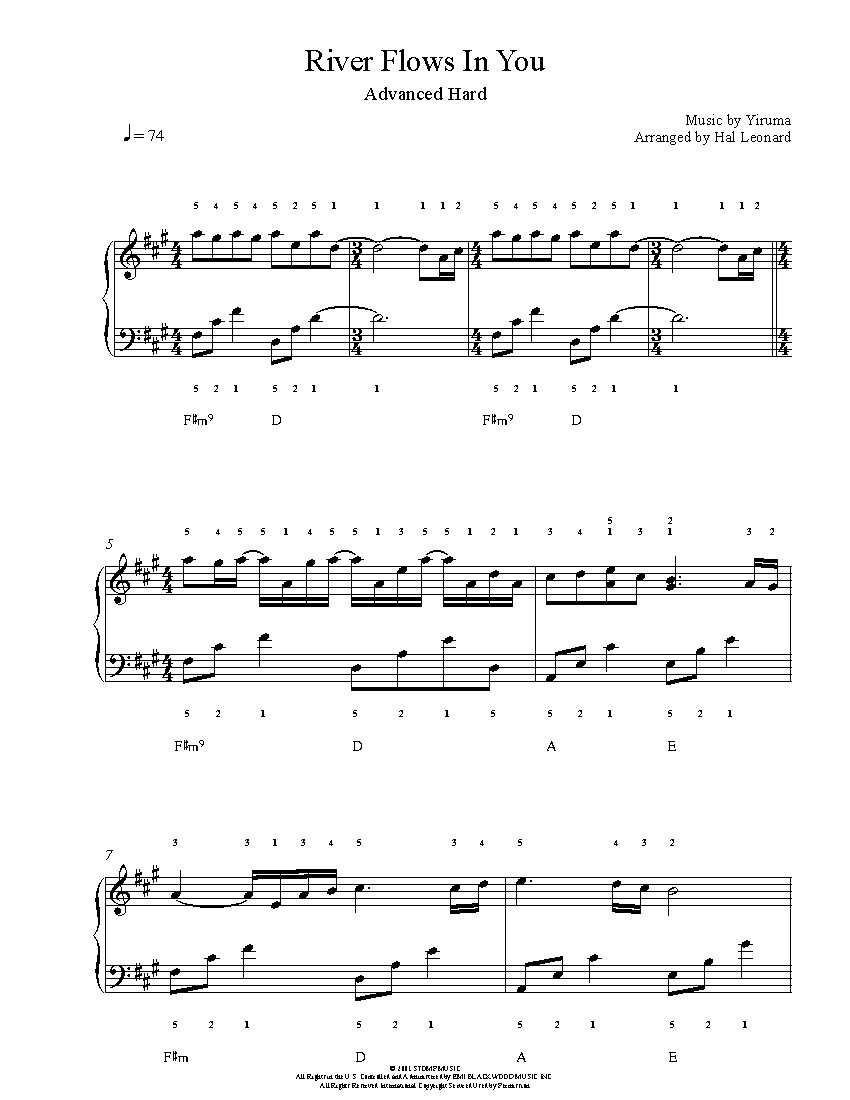 River Flows In Youyiruma Piano Sheet Music | Advanced Level - Free Printable Sheet Music For Piano