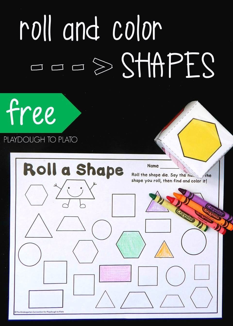 Roll And Color Shapes - Playdough To Plato - Roll A Monster Free Printable
