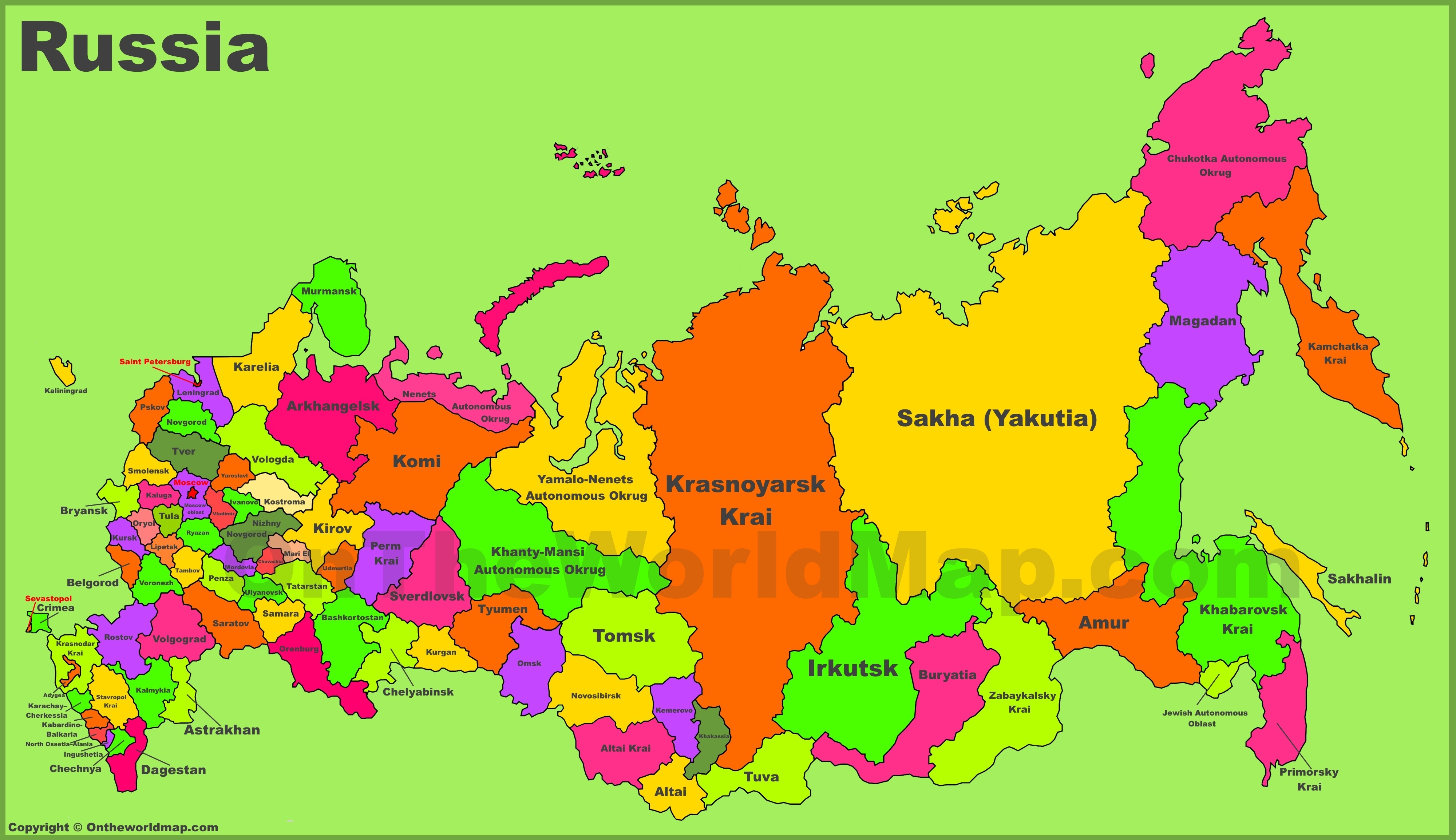 Спутниковая карта россии с областями и республиками