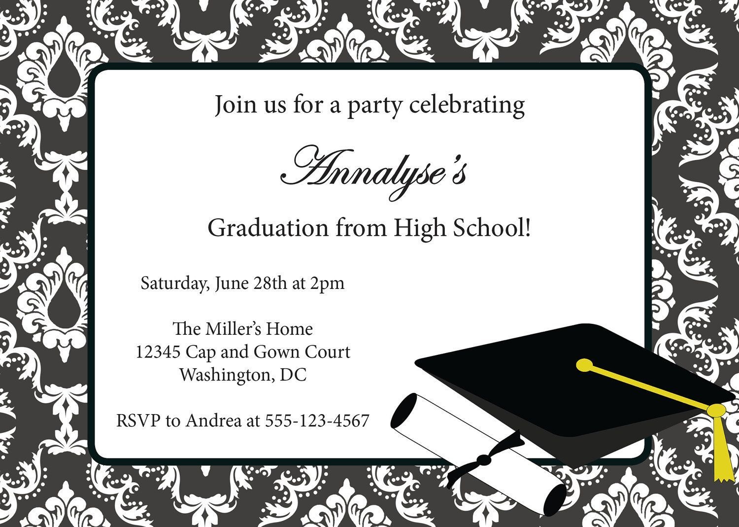 Sample Invitation Card For Graduation Party | Graduation Invitation - Free Online Printable Graduation Invitation Maker