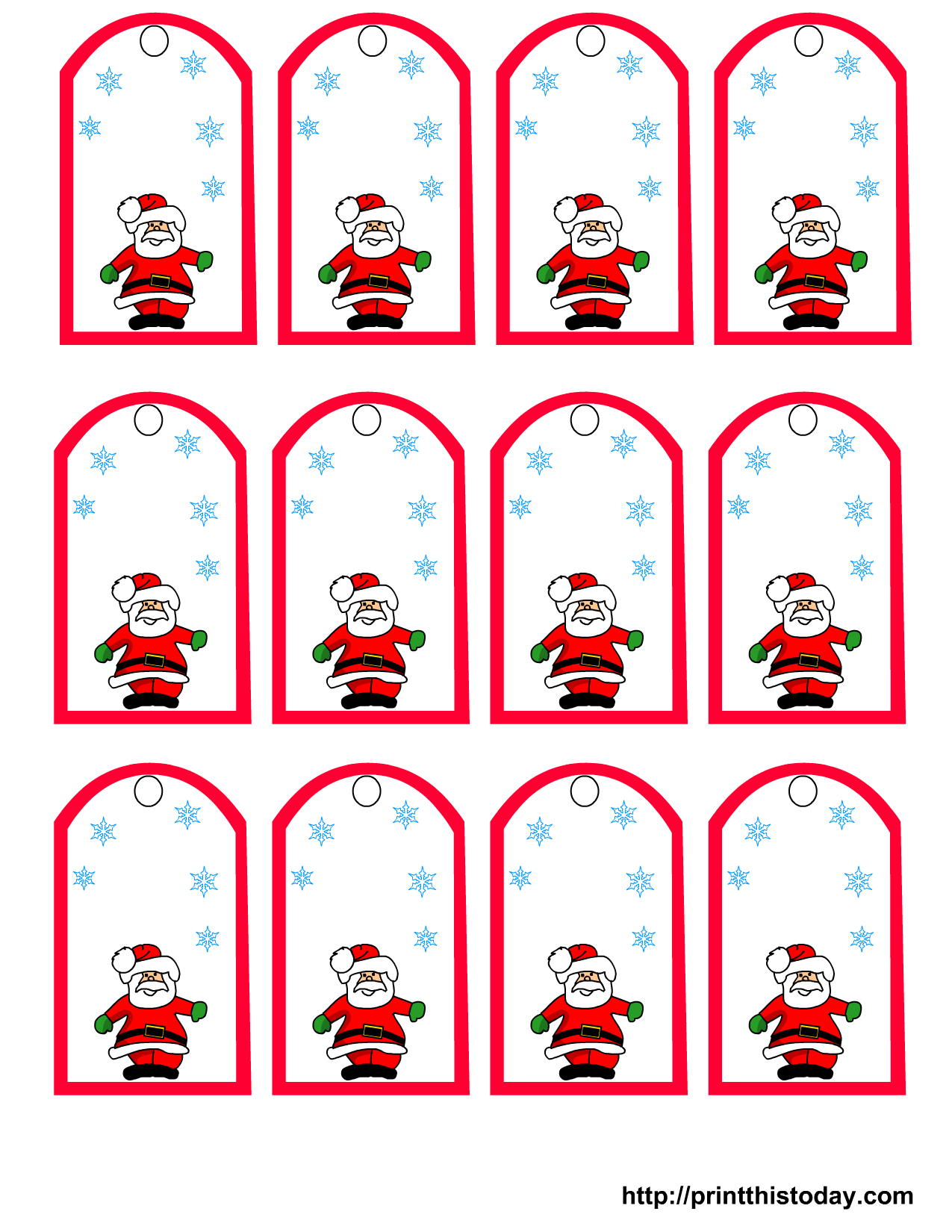 Santa Claus And Snowflakes, Free Printable Christmas Gift Tags - Christmas Labels Free Printable Templates