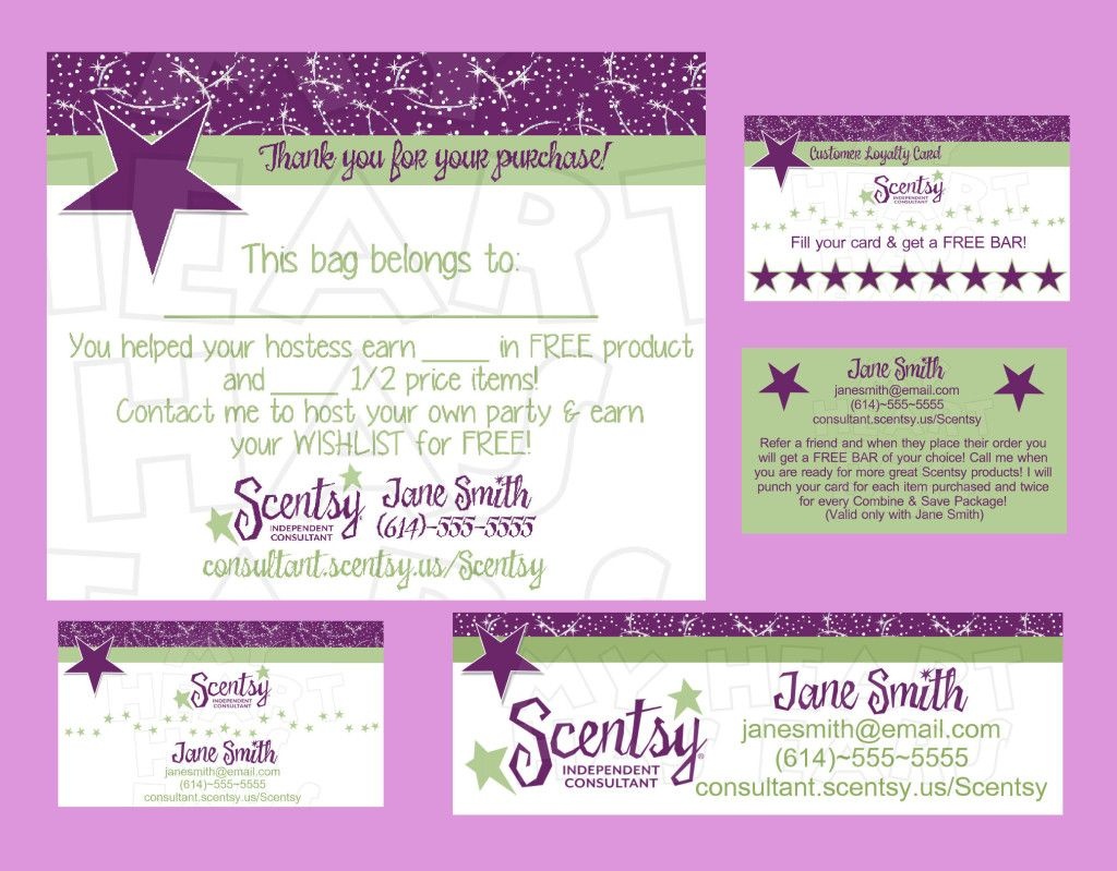 Scentsy Business Bundle Custom Printable Digital Business Cards, Bag - Free Printable Scentsy Business Cards