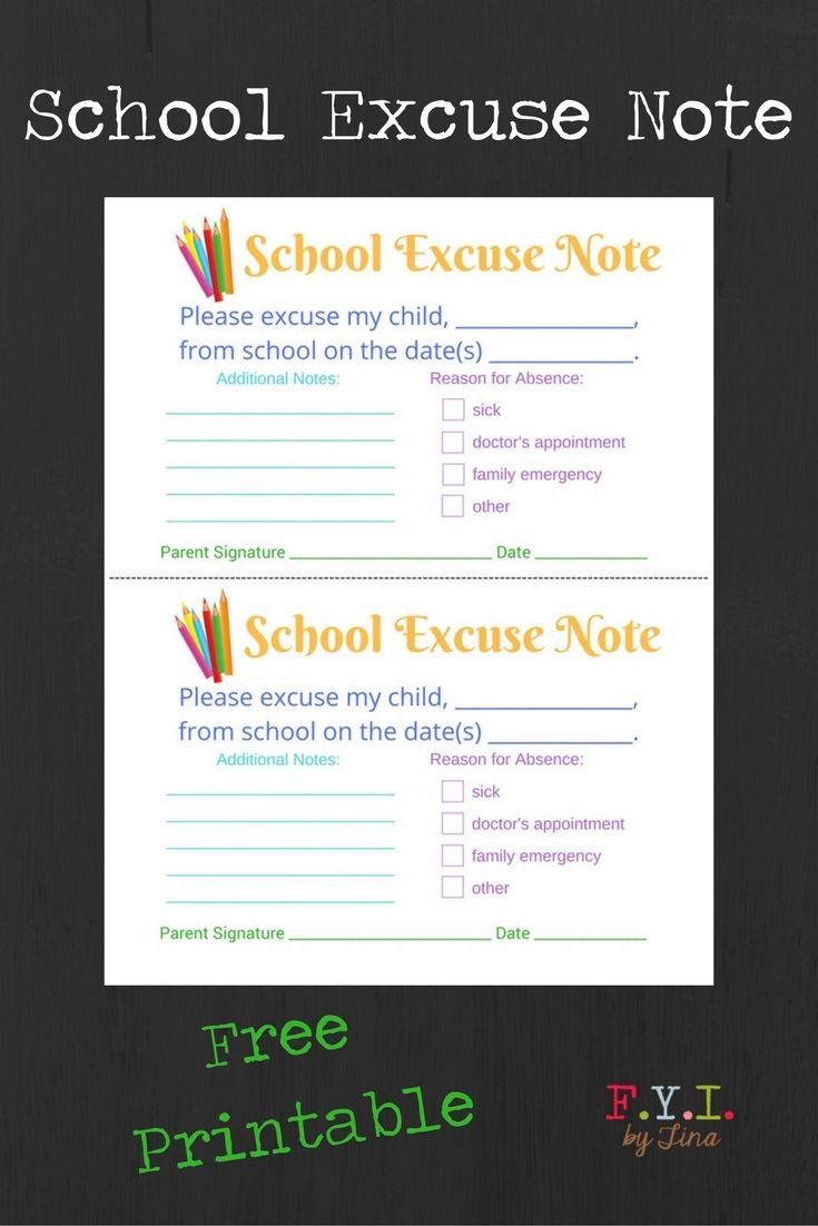 School Excuse Note - Free Printable • Fyitina | Back To School - Free Printable Teacher Notes To Parents