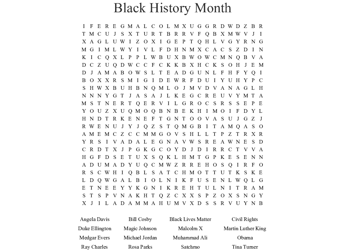 Segregation Crossword Puzzle Word Search - Wordmint - Free Printable Black History Month Word Search