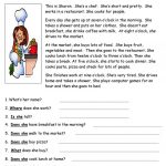 Sharon The Chef   Reading Comprehension Worksheet   Free Esl   Free Printable Reading Comprehension Worksheets Grade 5