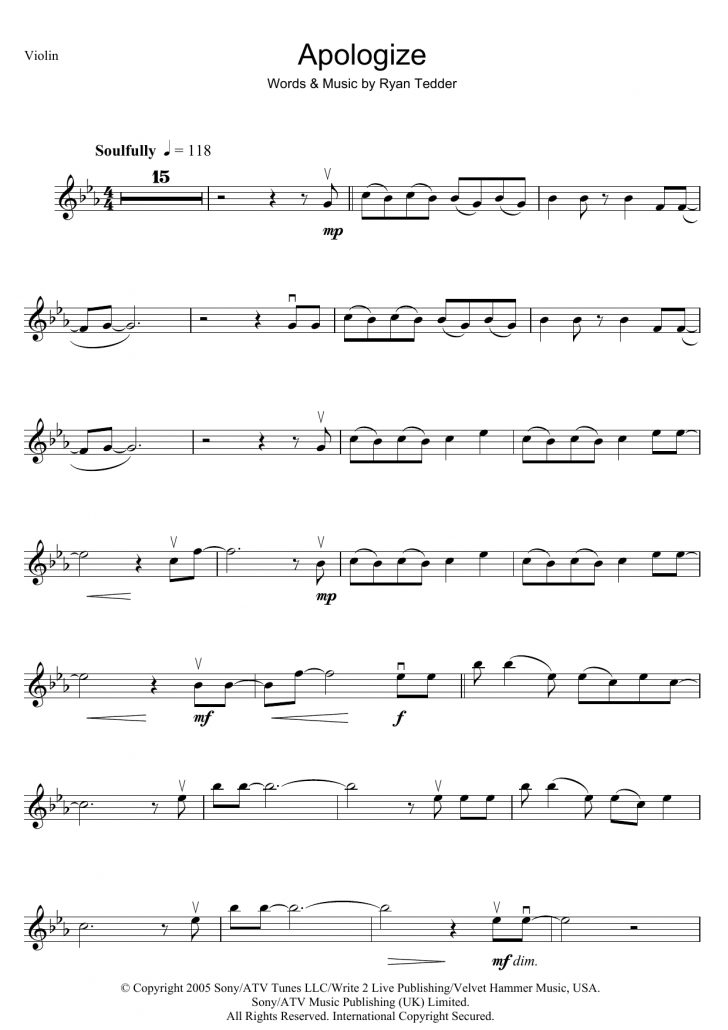 Apologize Piano Sheet Music Free Printable