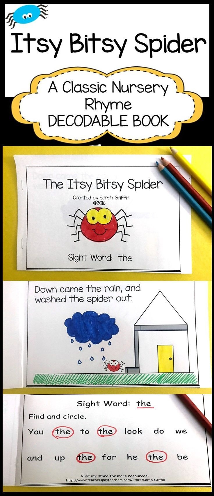 Sight Word Reader - Itsy Bitsy Spider - Bw | It&amp;#039;s About Time For - Free Printable Decodable Books For Kindergarten