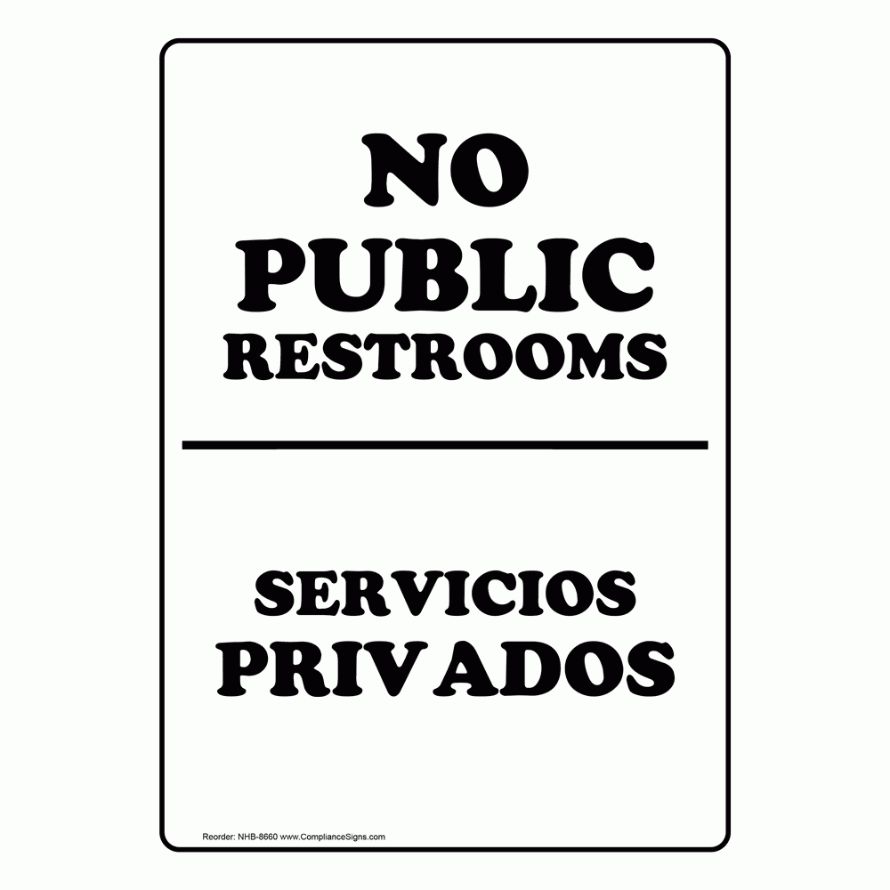 Signs For Public Restrooms. Public Restroom Engraved Sign Se 2759 - Free Printable No Restroom Signs