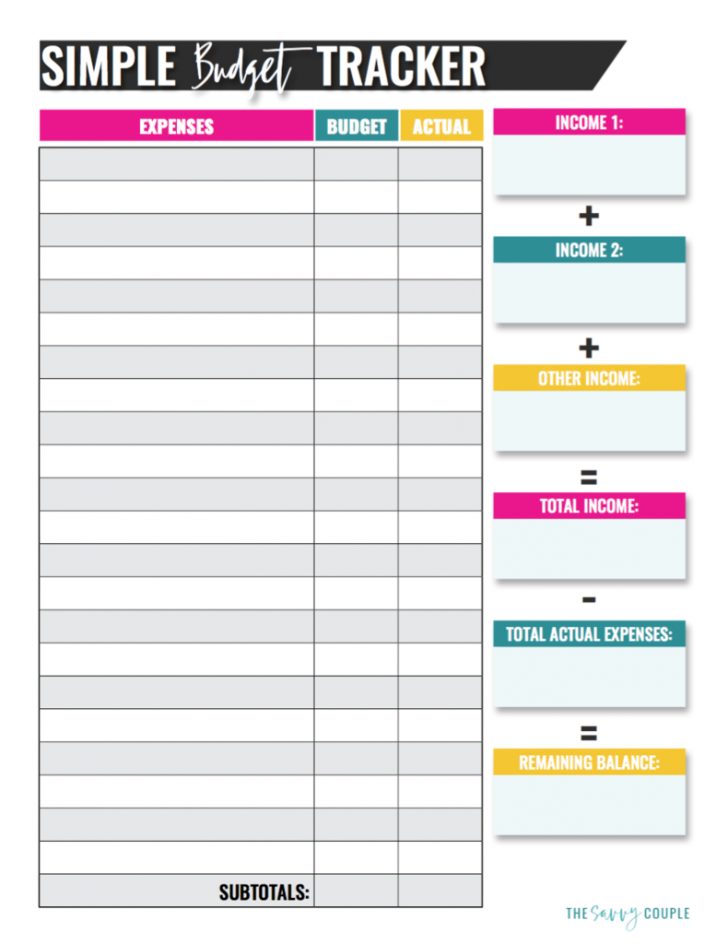 Free Printable Monthly Budget