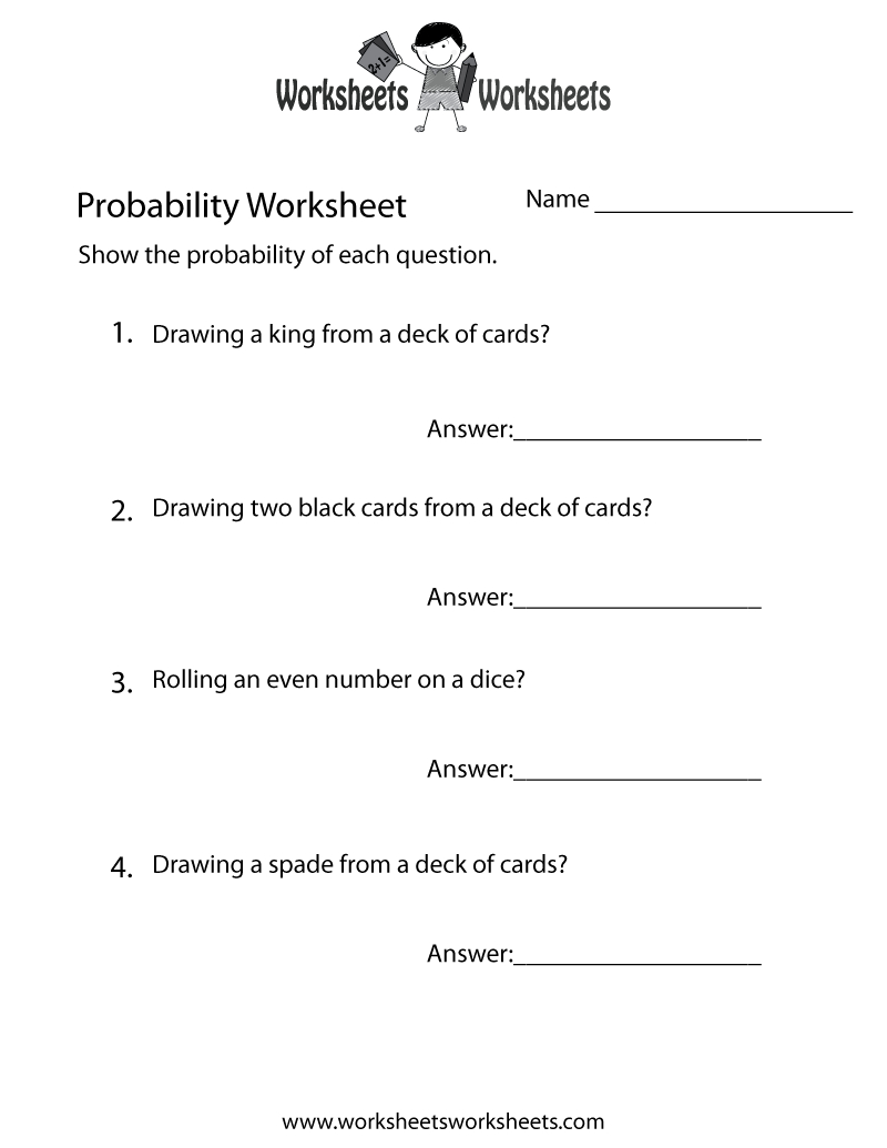 Simple Probability Worksheet - Free Printable Educational Worksheet - Free Printable Probability Worksheets 4Th Grade