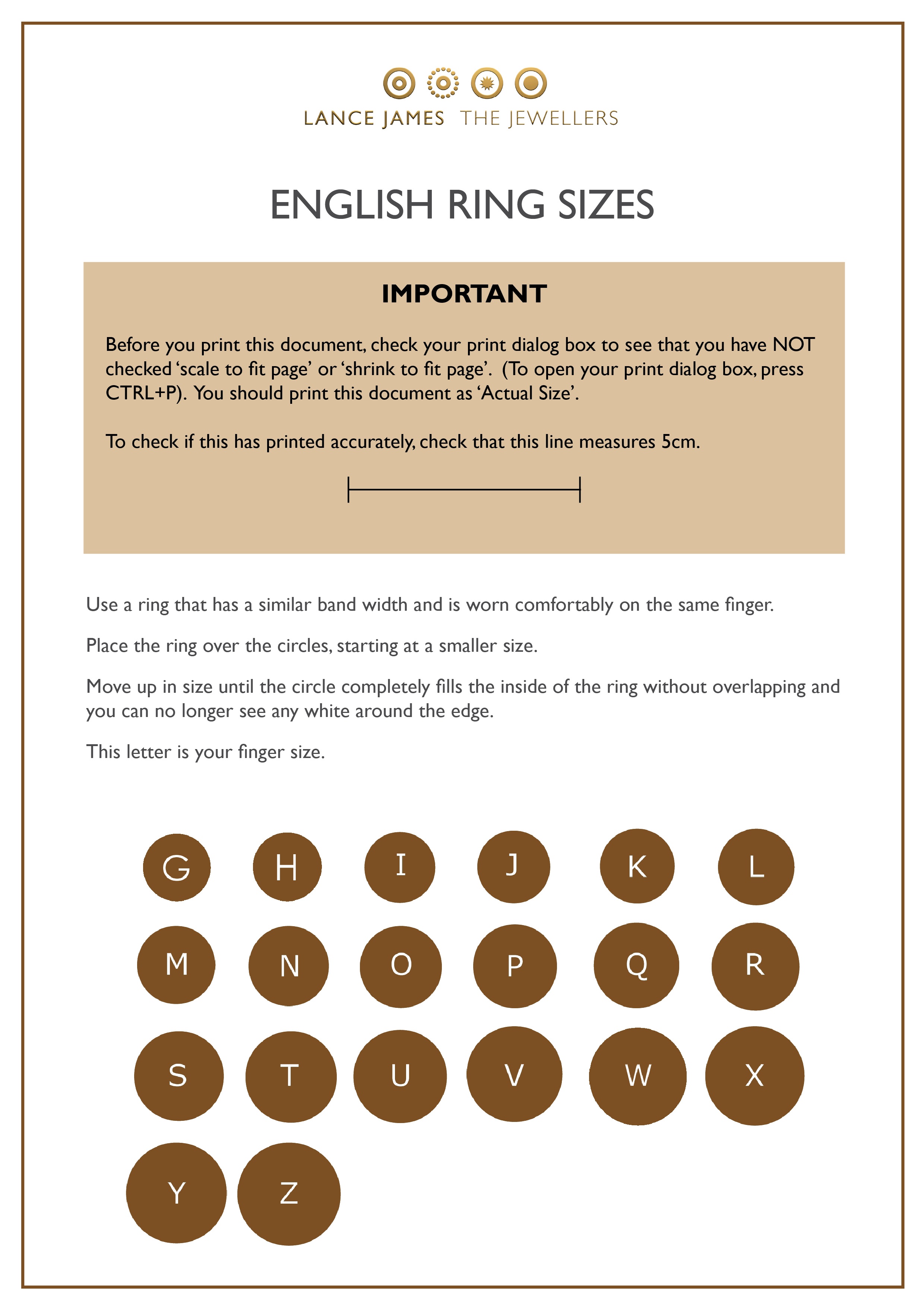 Size Guide Free Printable Ring Sizer Uk Free Printable A to Z