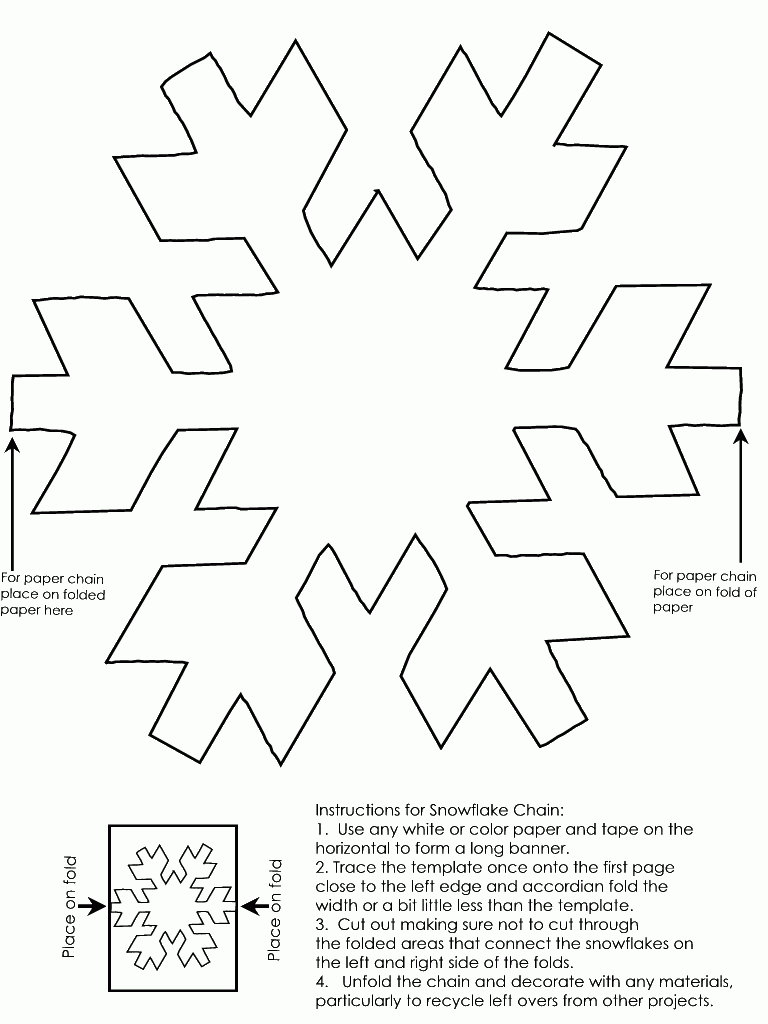 Snowflake Chain Template | Christmas | Snowflakes, Snowflake Pattern - Snowflake Template Free Printable