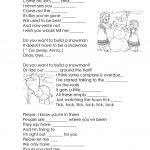 Song Lyrics From Frozen  Do You Want To Build A Snowman? Worksheet   Free Printable Song Lyrics
