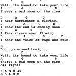 Song Lyrics With Guitar Chords For Bad Moon Rising | Guitar   Free Printable Song Lyrics With Guitar Chords